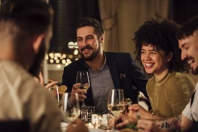 friends eating dinner after teeth whitening in west chester