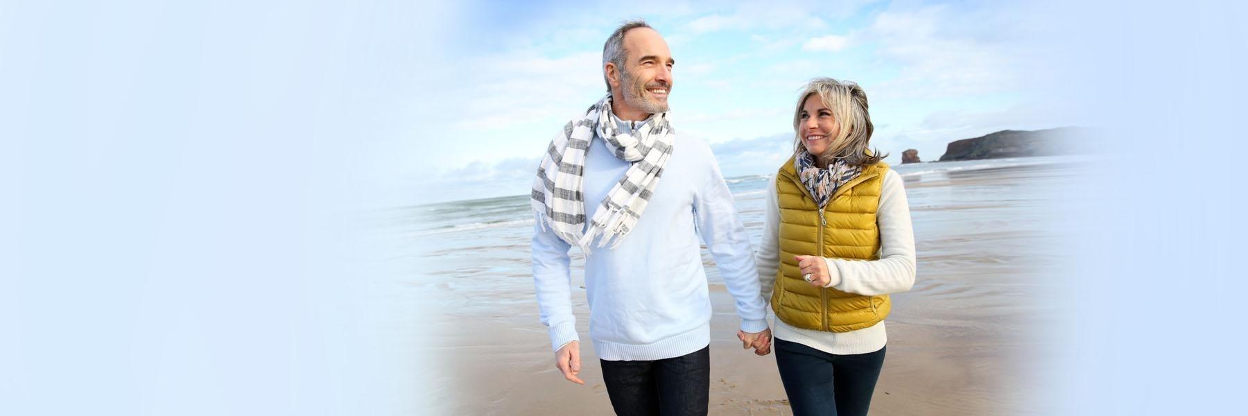 middle-aged couple walking on the beach | west chester oh 